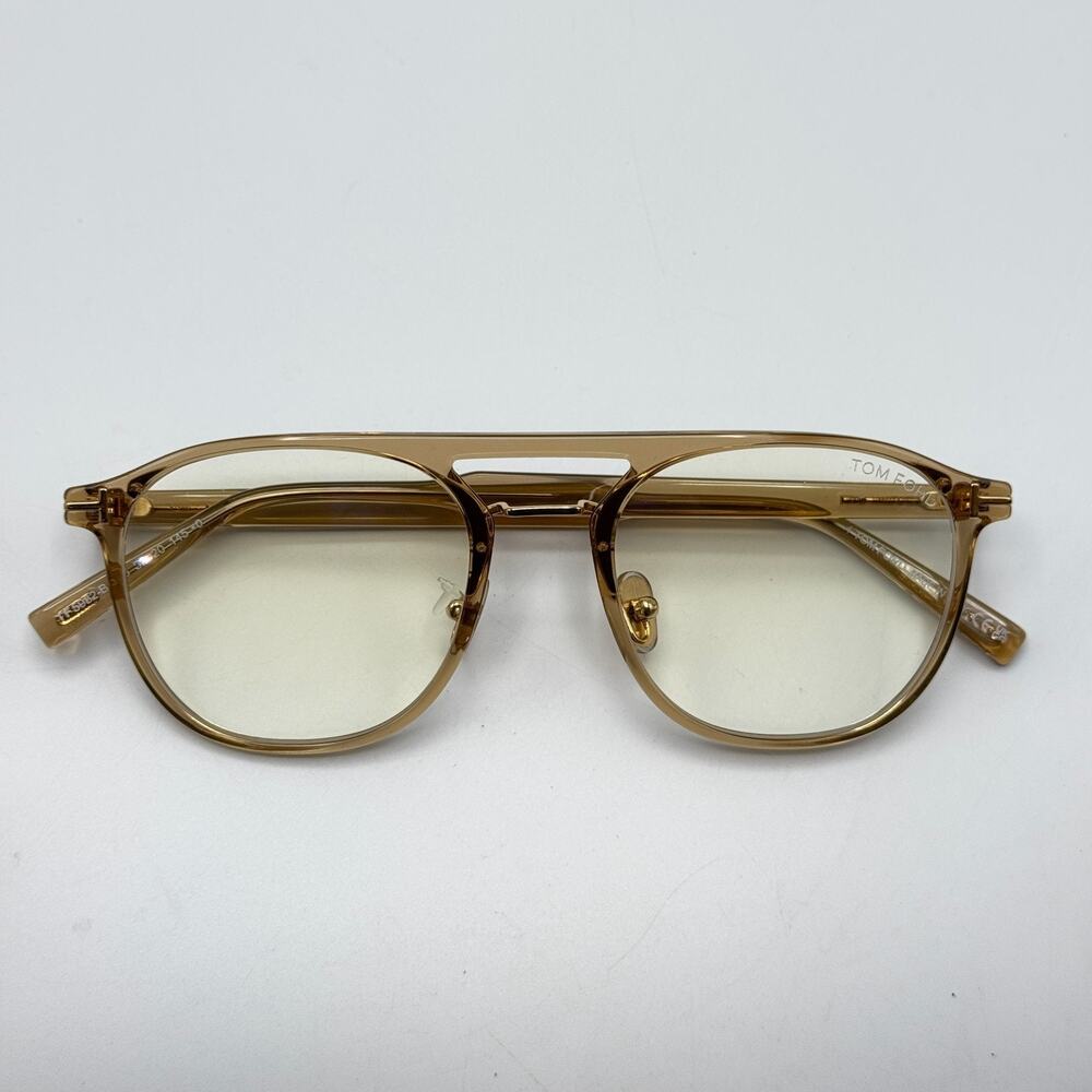Tom Ford Eyeglasses Frame TF5982-B 045 Shiny Light Brown Pilot 52-20-145mm